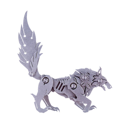 4PCS Griffin Wild Wolf Cattle Horse DIY 3D Stainless Steel Metal Puzzle Model