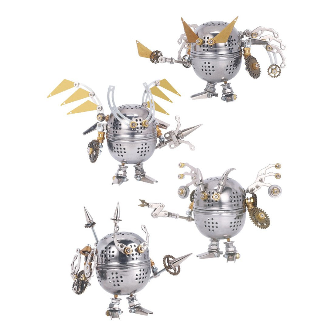 4pcs Set 3D Assembly Mini Mecha Soldier Figure DIY Metal Mechanical Puzzle Model Kit Toys