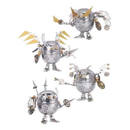 4pcs Set 3D Assembly Mini Mecha Soldier Figure DIY Metal Mechanical Puzzle Model Kit Toys