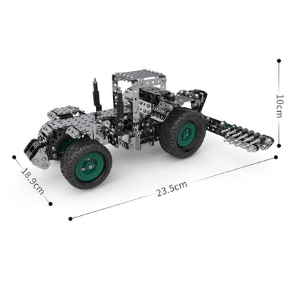 910Pcs 3D Metal Gear Drive Farm Hay Cutting Mower Screwed Model Building Kit