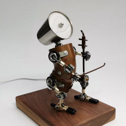 Steampunk Style Assembled 3D Metal Musician Bassists Model Lamp 2-IN-1Desk Decor  Crafts