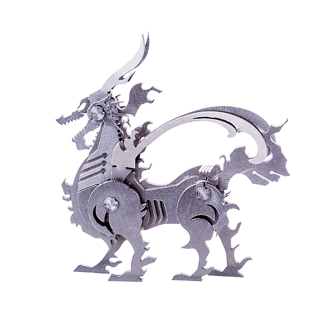 4PCS DIY 3D Assembly Stainless Steel Fox Elk Beast Unicorn Puzzle Toy Model