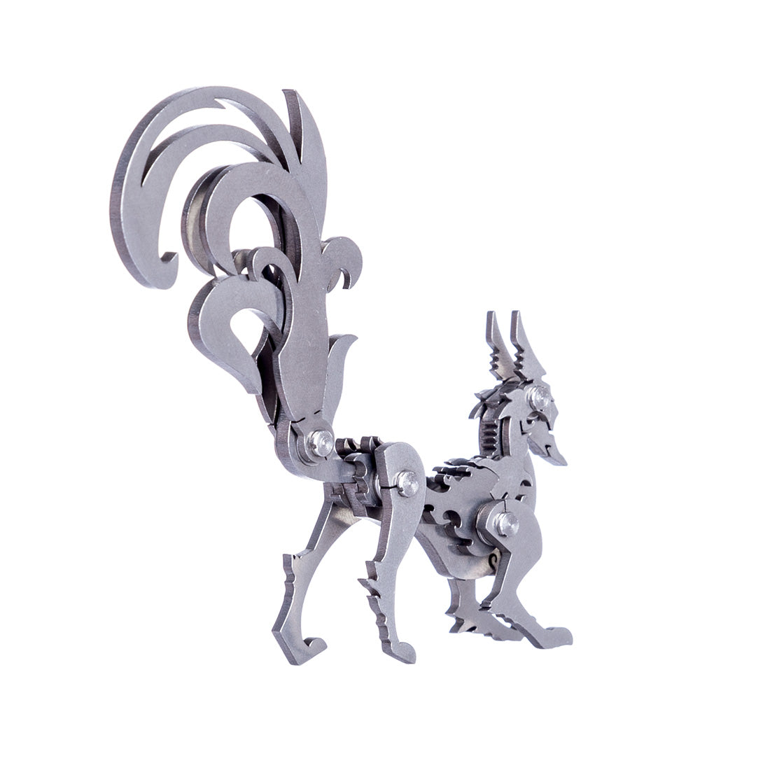 4PCS DIY 3D Assembly Stainless Steel Fox Elk Beast Unicorn Puzzle Toy Model