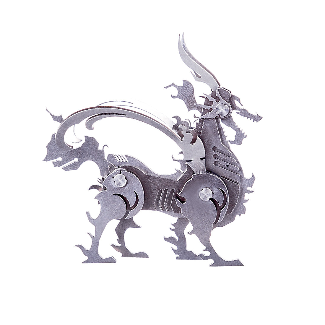 4PCS DIY 3D Assembly Stainless Steel Fox Elk Beast Unicorn Puzzle Toy Model