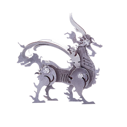 4PCS DIY 3D Assembly Stainless Steel Fox Elk Beast Unicorn Puzzle Toy Model
