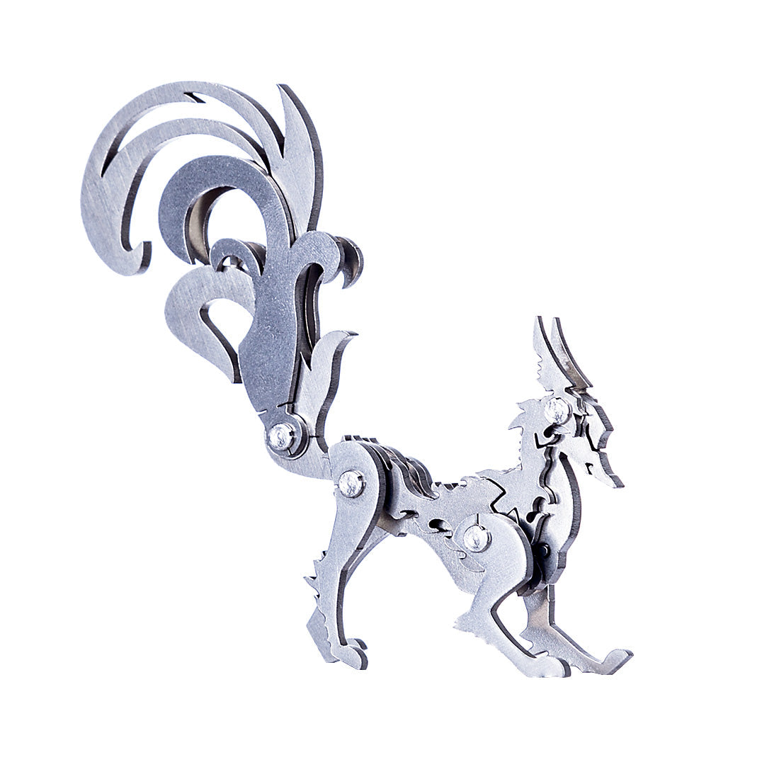 4PCS DIY 3D Assembly Stainless Steel Fox Elk Beast Unicorn Puzzle Toy Model
