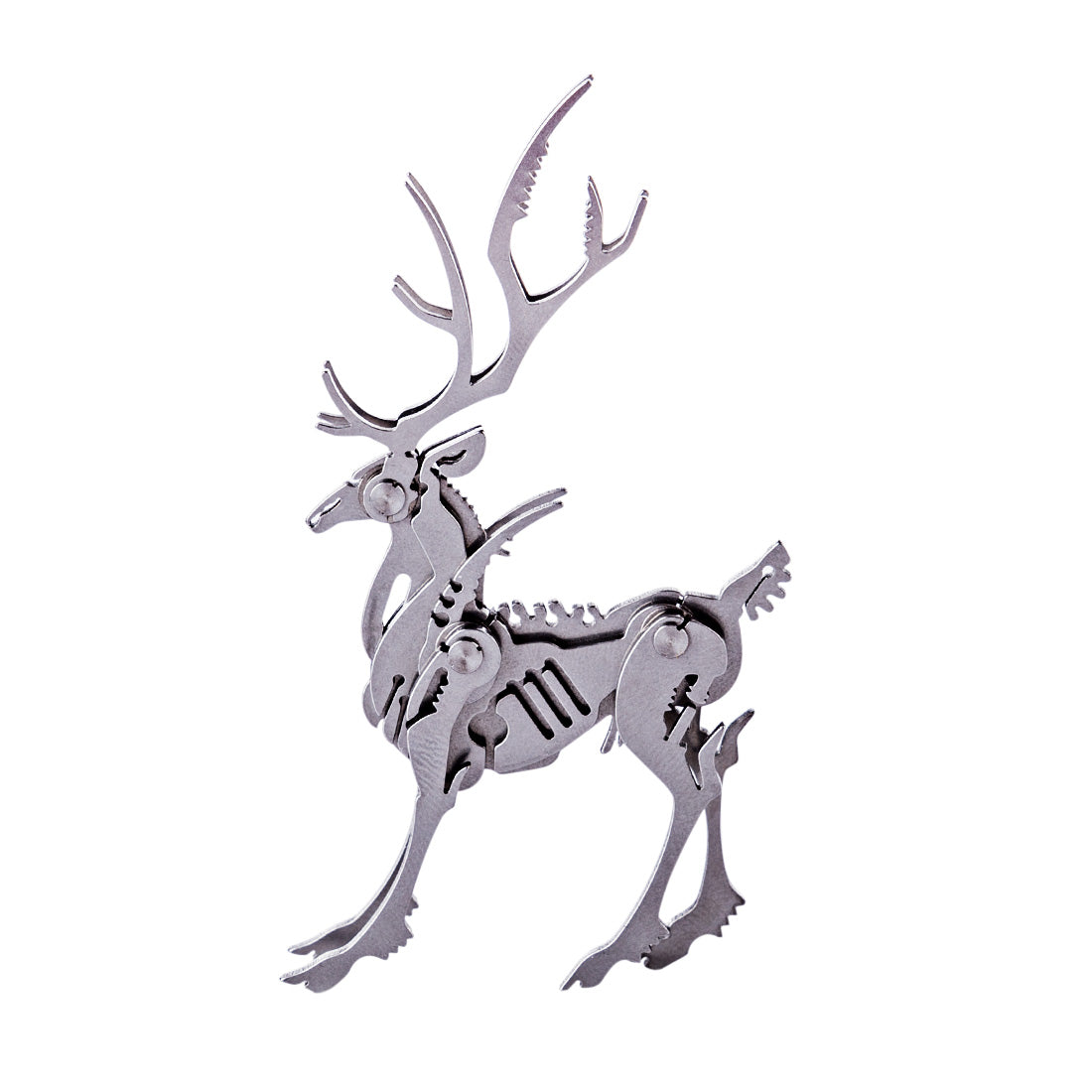 4PCS DIY 3D Assembly Stainless Steel Fox Elk Beast Unicorn Puzzle Toy Model