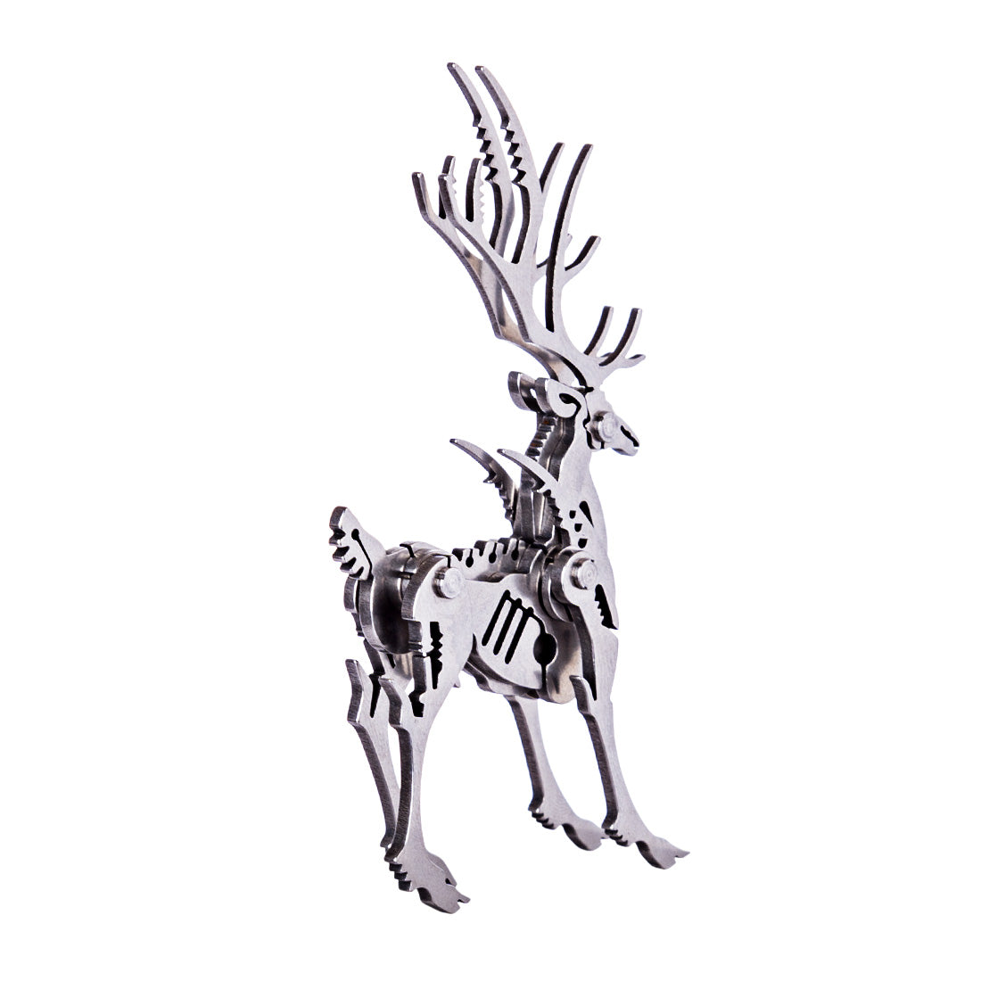 4PCS DIY 3D Assembly Stainless Steel Fox Elk Beast Unicorn Puzzle Toy Model