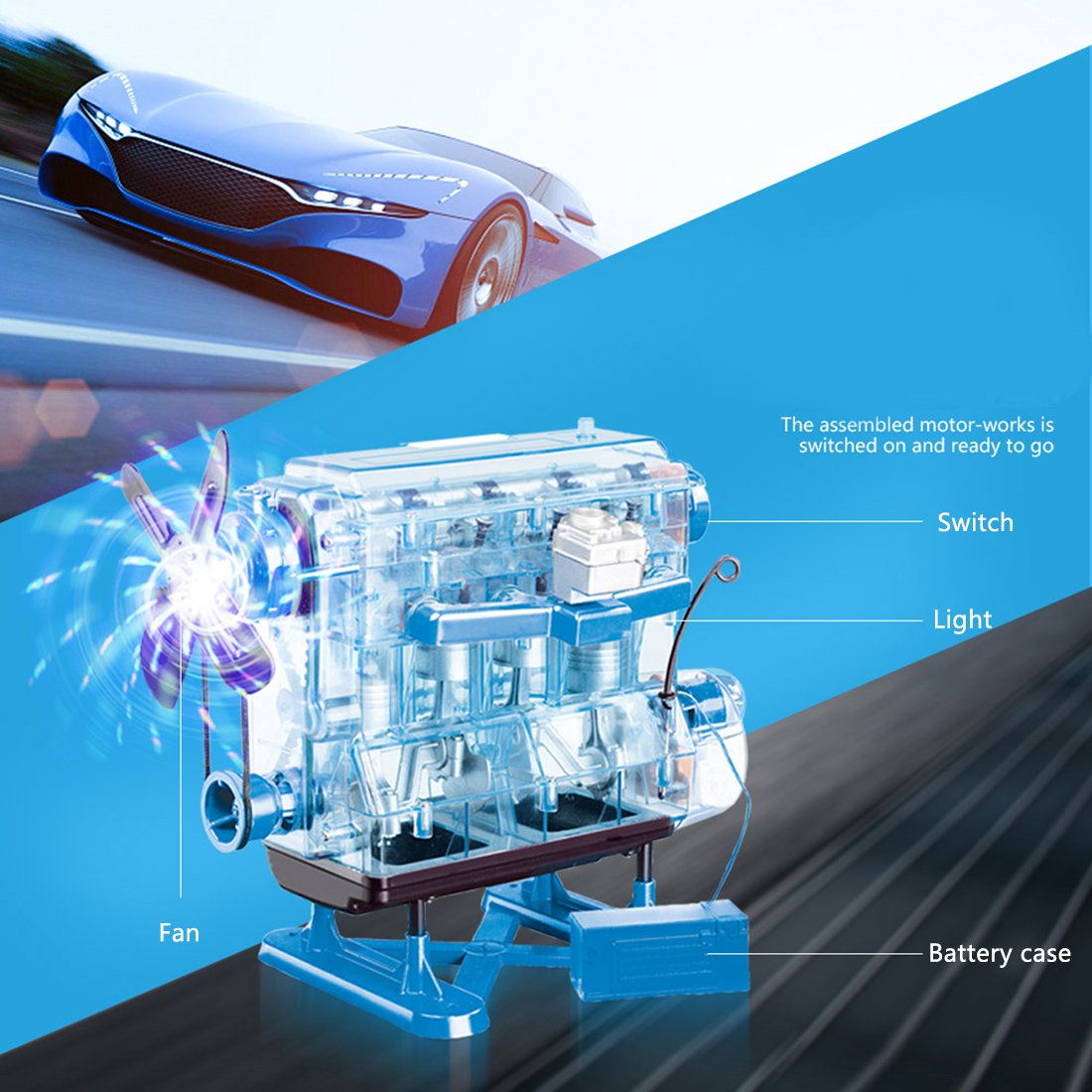 DIY Inline 4-cylinder L4 Car Engine Assembly Model Kit STEM Educational Toy