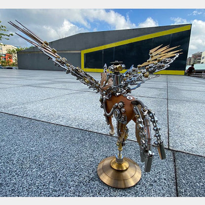 DIY Metal  3D Assembly Mechanical Wing Knight Unicorn Model Kit Toy with Base 776Pcs