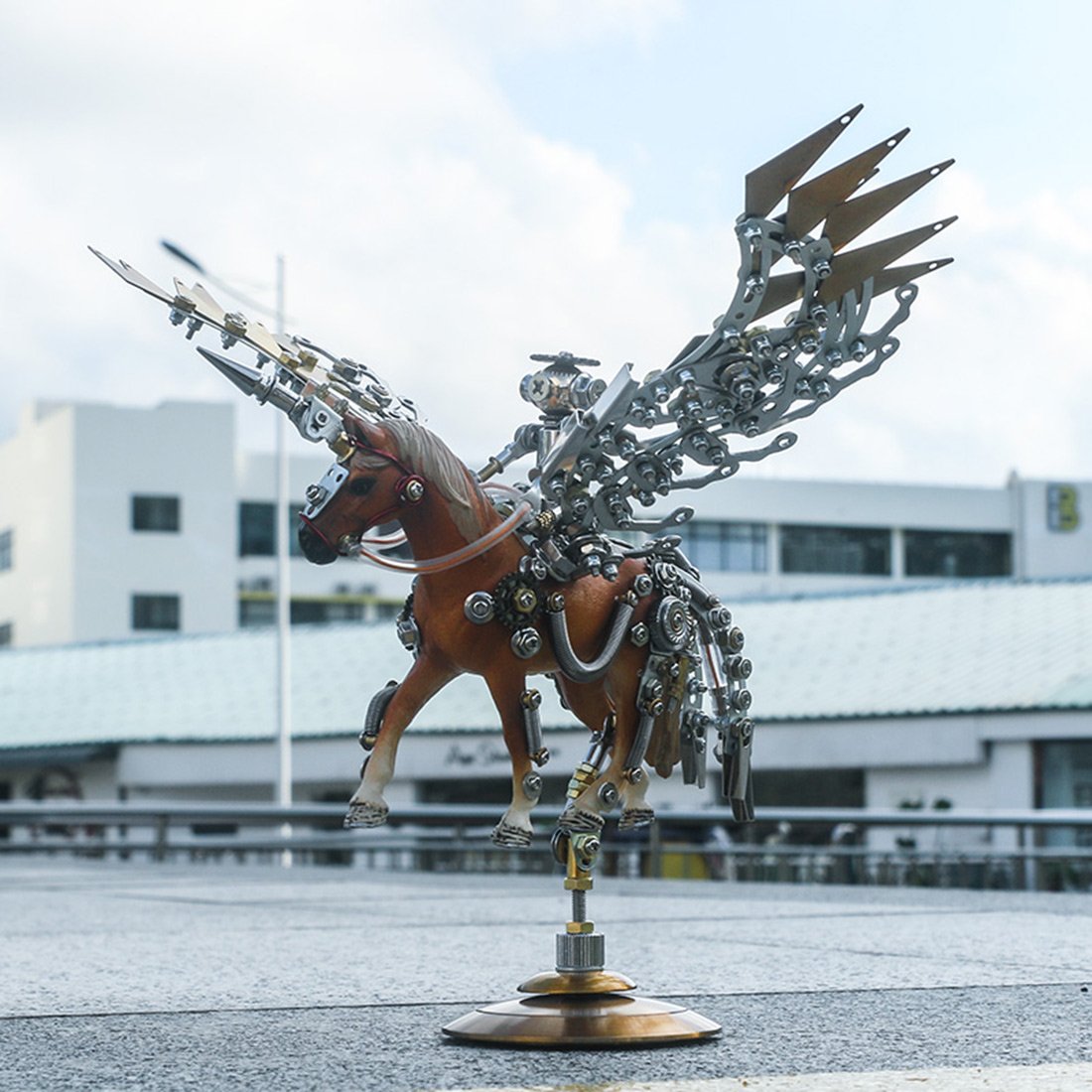 DIY Metal  3D Assembly Mechanical Wing Knight Unicorn Model Kit Toy with Base 776Pcs