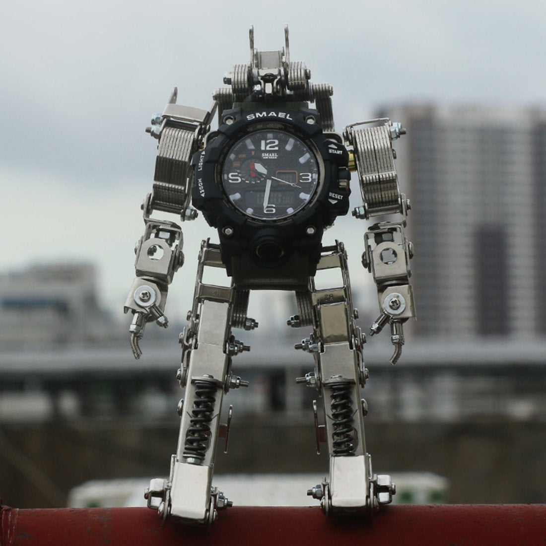 DIY Metal Assembly Robot Mecha Model 3D Puzzle Kits with Watch