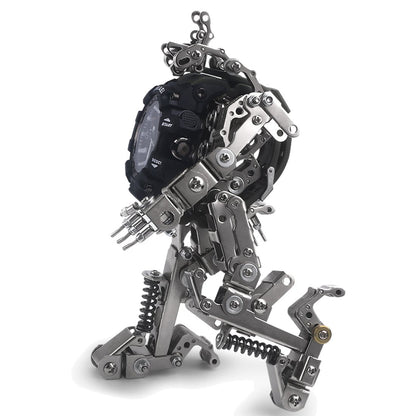 DIY Metal Assembly Robot Mecha Model 3D Puzzle Kits with Watch