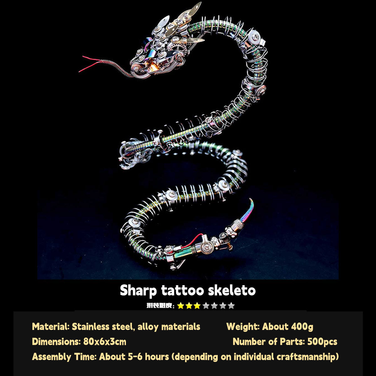 مجموعة نموذج ثعبان ميكانيكي معدني ثلاثي الأبعاد من Legendary Serpent، 500 قطعة، متوفرة للطلب المسبق