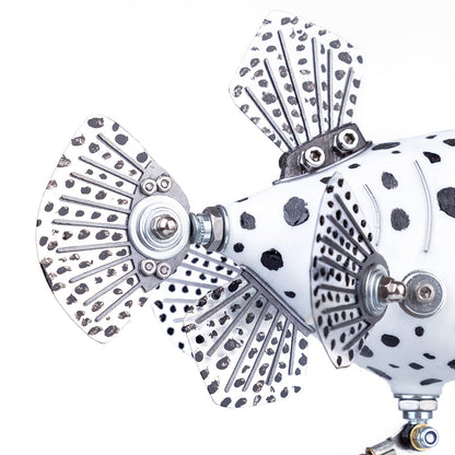 Metal Black & White Cowfish Model Kits 3D Handmade Assembled Steampunk Crafts for Home Decor
