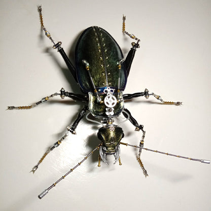 Steampunk Mechanical Metal Green Ground Beetle Insect Sculptures  Assembled