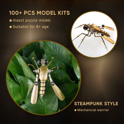 Insectos Steampunk en 3D, bichos de metal, mosquitos, tijeretas, abejas, maquetas, gadgets