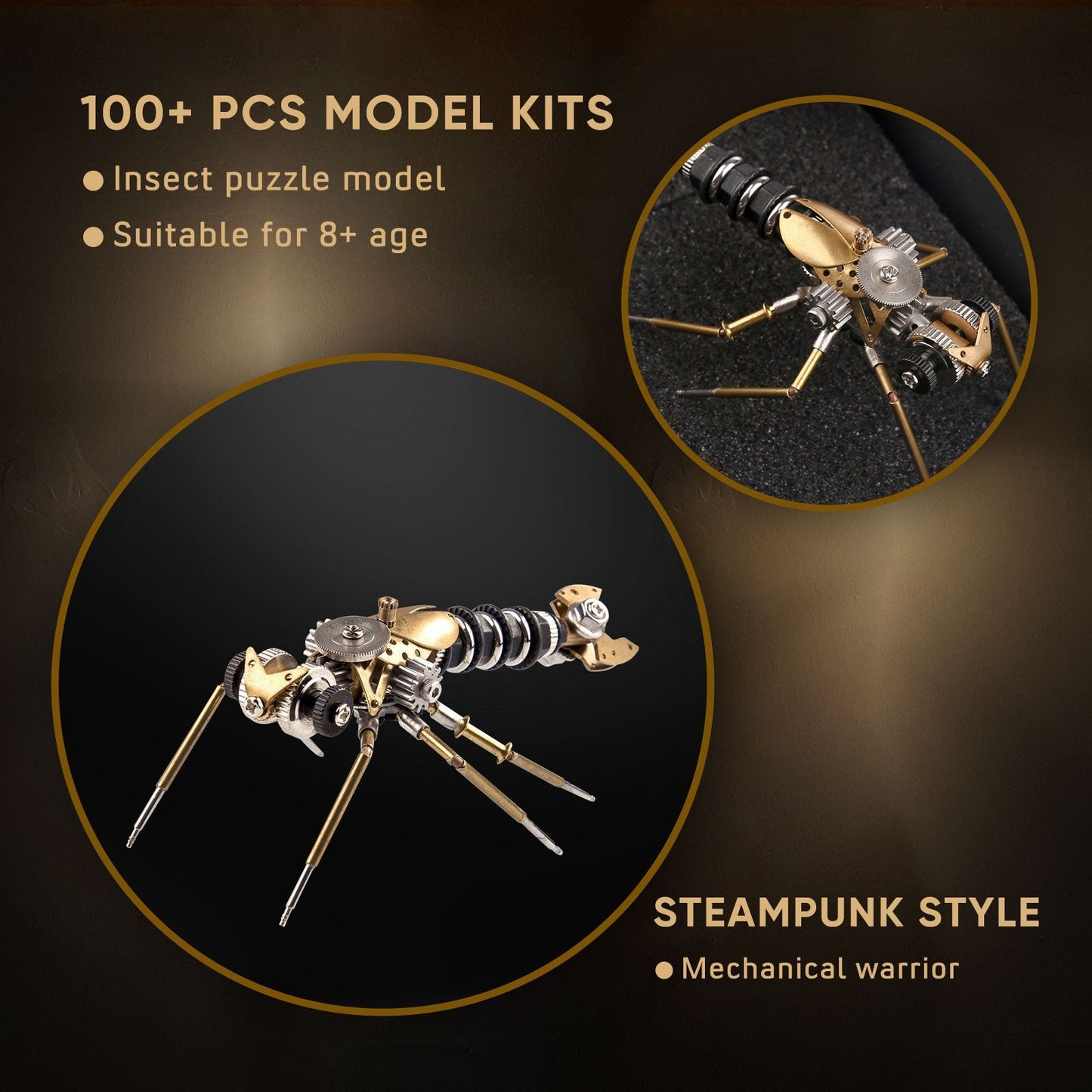 Insectos Steampunk en 3D, bichos de metal, mosquitos, tijeretas, abejas, maquetas, gadgets