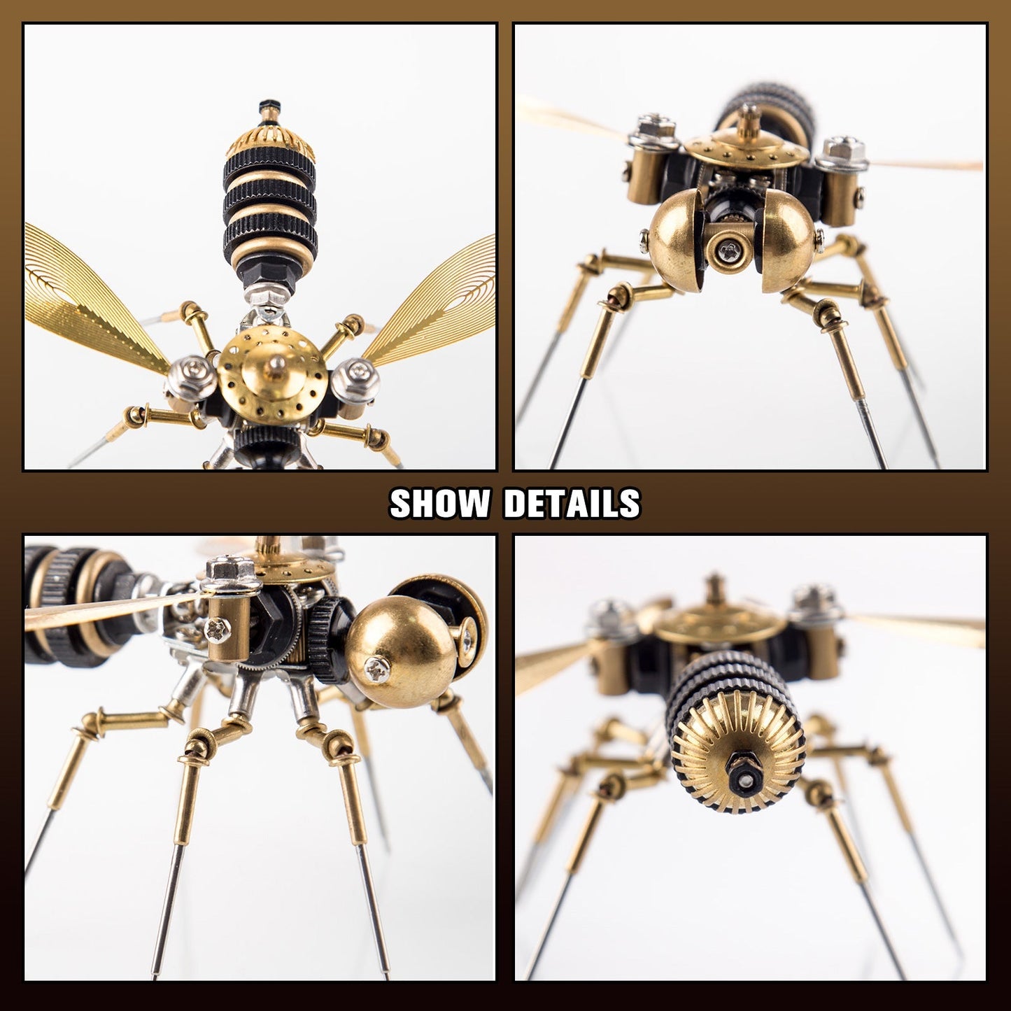 Insectos Steampunk en 3D, bichos de metal, mosquitos, tijeretas, abejas, maquetas, gadgets