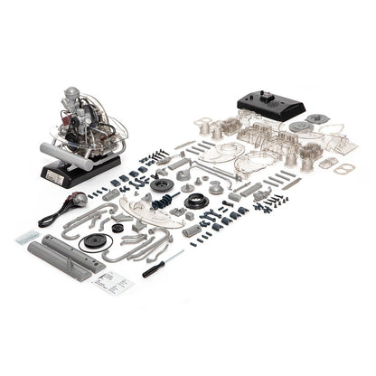 Volkswagen Beetle Simulation Mini 4 Cylinder Engine Electric Model Visual Runnable Engine DIY Steam Toy