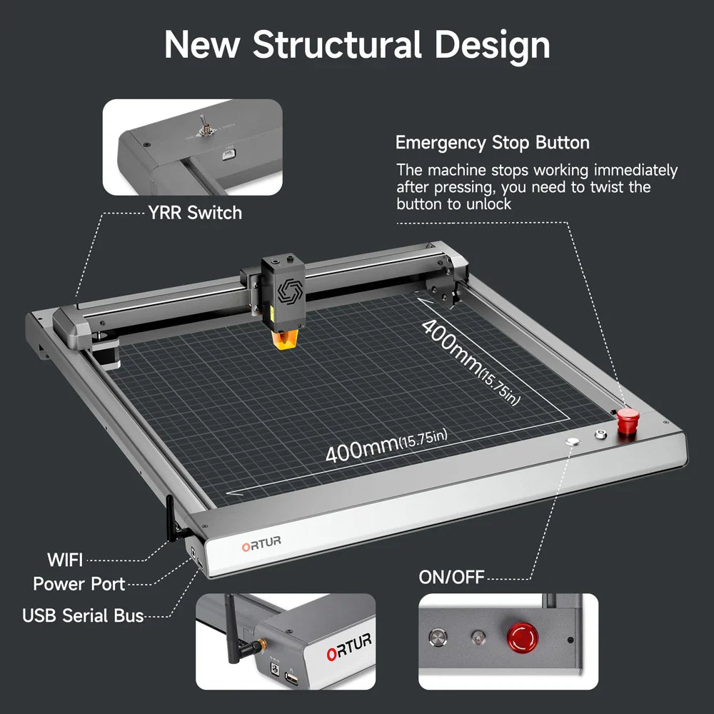 Ortur Laser Master 3 Laser Engraving & Cutting Machine 20,000mm/min (40W/20W/10W)