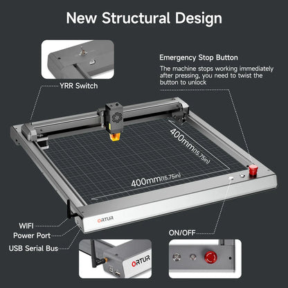 Ortur Laser Master 3 Laser Engraving & Cutting Machine 20,000mm/min (40W/20W/10W)