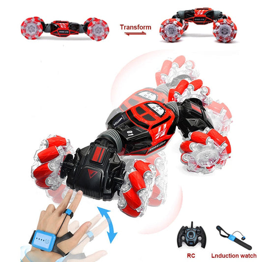 4WD RC Stunt Car Watch Control Gesture Induction Deformable Electric RC Drift Car Toy with LED Light