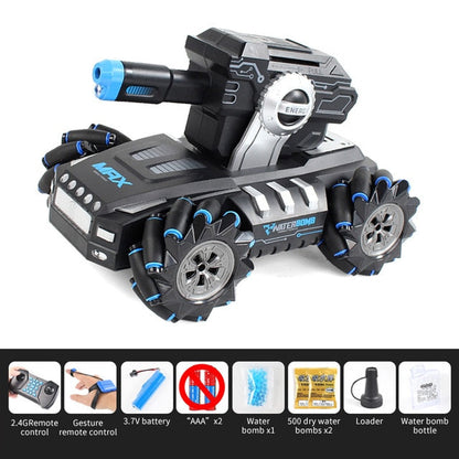 RC tank 2.4G 4WD can fire water bombs drift horizontal movement  rotating toys