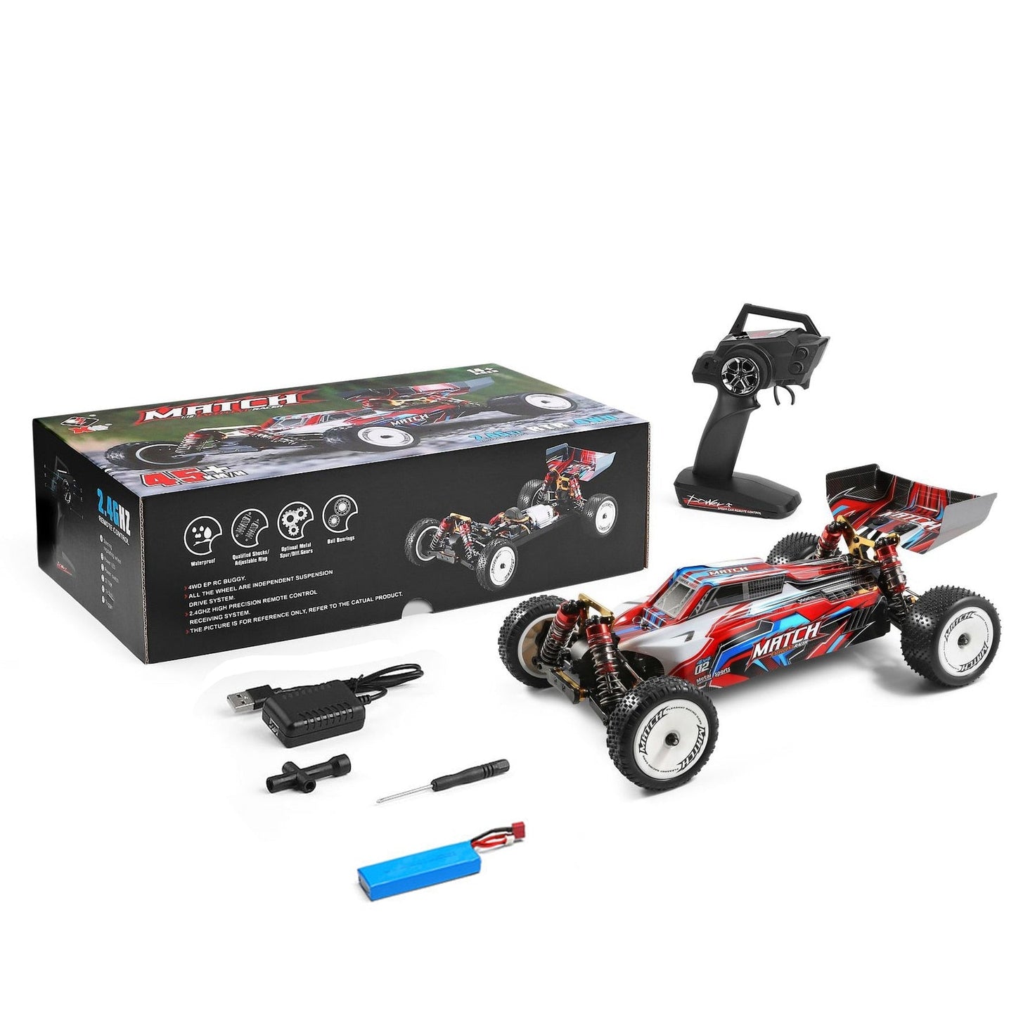 WLtoys 104001 RC Car 45KM/H 4WD Off-Road 2.4G 1:10 Metal Chassis Alloy RC Car Toys