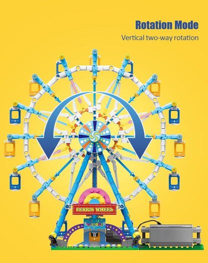 MOC Technical Rotating Ferris Wheel Building Blocks and Electric Bricks