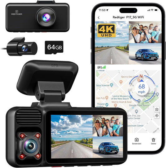 Redtiger F17  3-Channel 5G Wifi Dash Cam