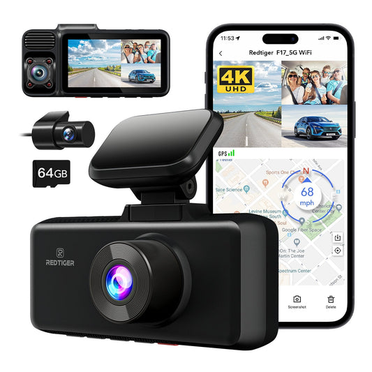 Redtiger F17  3-Channel 5G Wifi Dash Cam