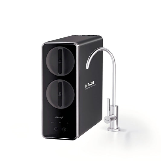 Frizzlife Reverse Osmosis Water Filter System, 8 Stage Under Sink Tankless RO System, 600 GPD Fast Flow, Reduces PFAS TDS, 3:1 Pure to Drain, Compact, MR600 Black