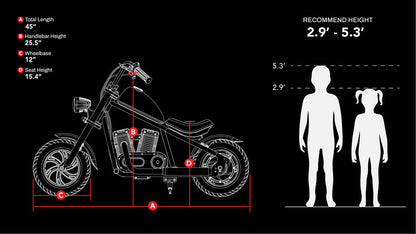 Mini Motorcycle Electric Bike with Bluetooth Speaker and LED Lights for Kids - Cruiser 12 Plus