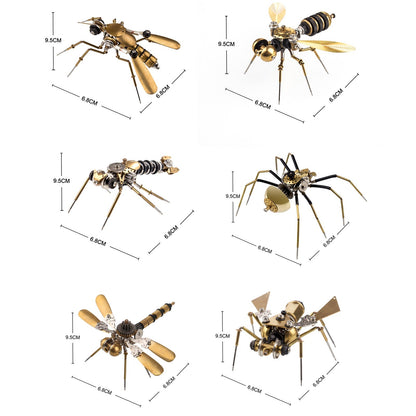 Insectos Steampunk en 3D, bichos de metal, mosquitos, tijeretas, abejas, maquetas, gadgets