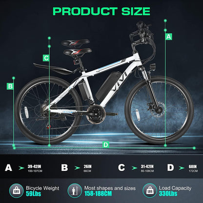 VIVI M026SHUL Commuter Hardtail Electric Mountain Bike UL2849 Certified