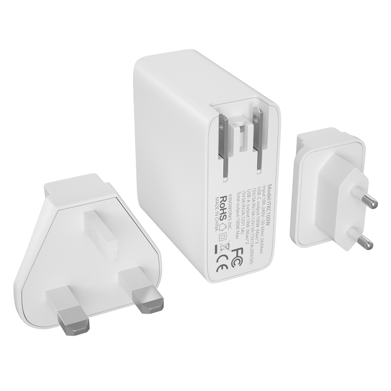 شاحن حائط ITEHIL 100 واط سريع الشحن بمنفذ USB-C PD (إضافي: قابس الاتحاد الأوروبي وقابس المملكة المتحدة)