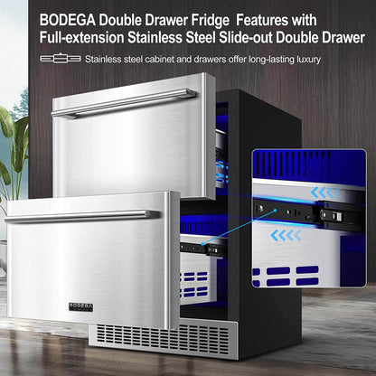 BODEGACOOLER 24 Inch Outdoor Drawer Beverage Refrigerator 149 Cans