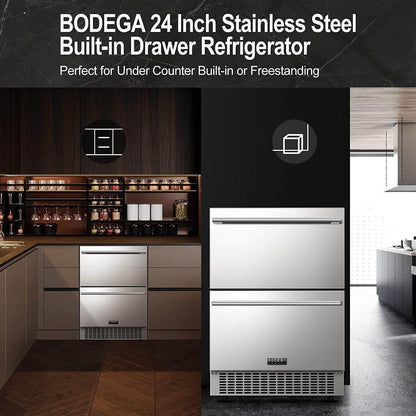 BODEGACOOLER 24 Inch Outdoor Drawer Beverage Refrigerator 149 Cans