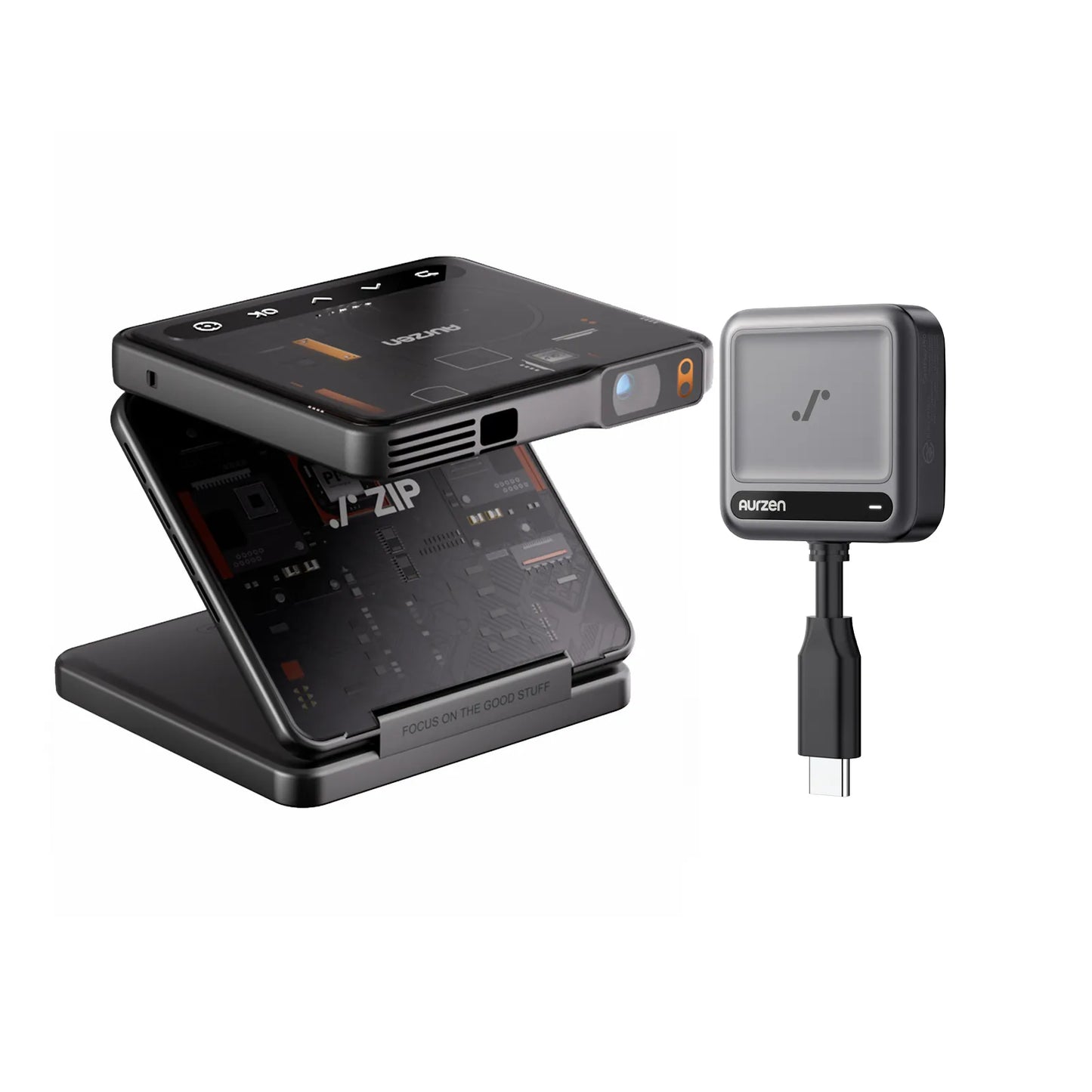 Aurzen ZIP Tri-Fold Portable Mini Projector
